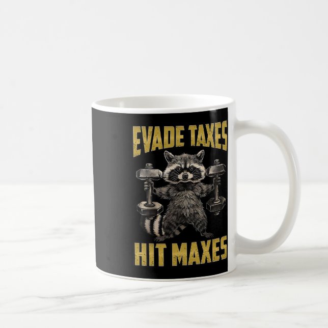 Taza De Café Gracioso Gimnasio De Levantamiento De Peso Raccoon (Derecha)