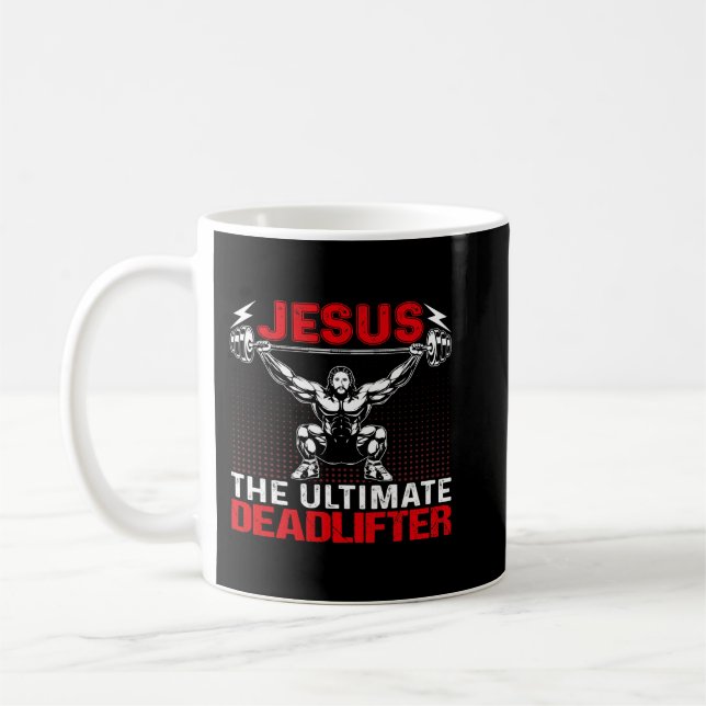 Taza De Café Gracioso gimnasio Gimnasio Deadlift Jesus I Christ (Izquierda)