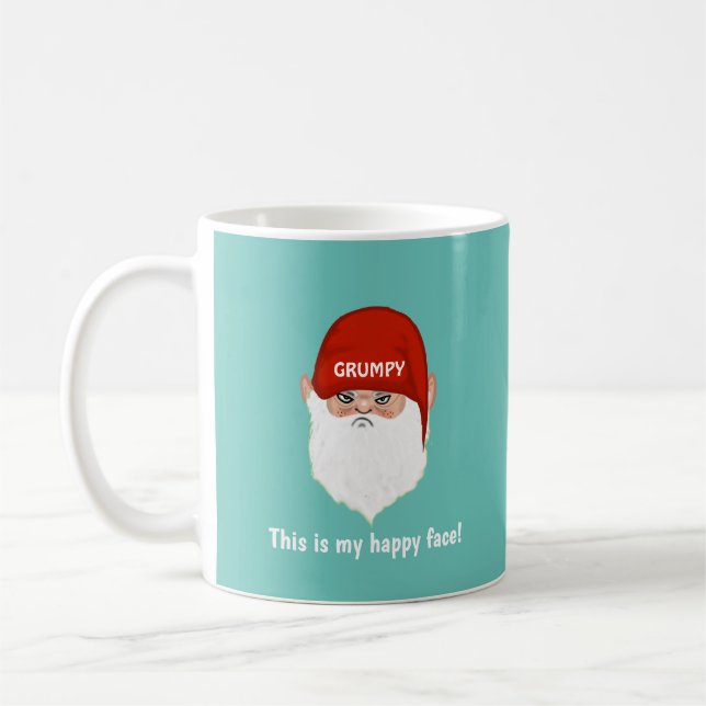 Taza De Café Gracioso Gnome Gnome Face en Verde azulado (Izquierda)