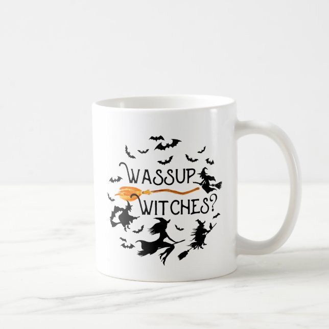 Taza De Café Gracioso Halloween "¿Qué brujas?" (Derecha)