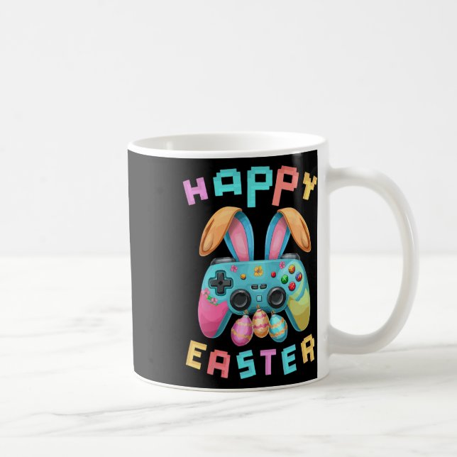 Taza De Café Gracioso Happy Easter Bunny Gaming Controller B (Derecha)