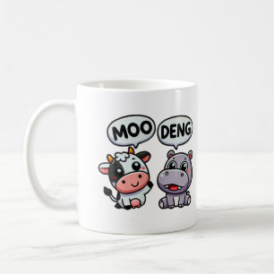 Taza De Café Gracioso Hippo & Cow Duo Moo Deng
