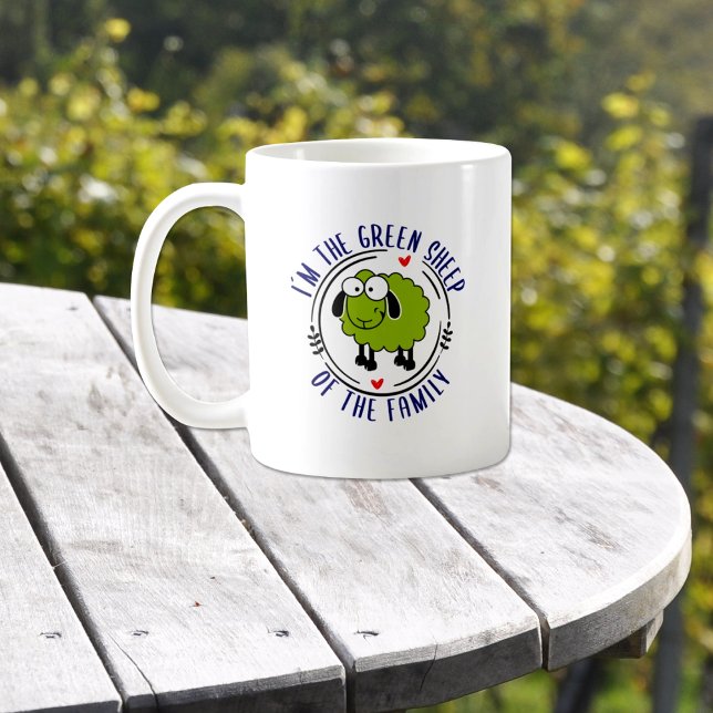 Taza De Café Gracioso La oveja verde de la familia, verde (Subido por el creador)