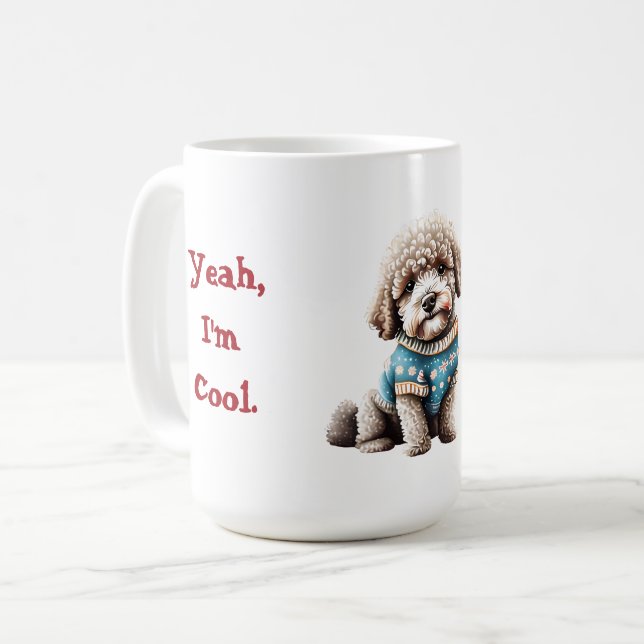 Taza De Café Gracioso Lagotto Romagnolo en suéter Navidad (Anverso izquierdo)