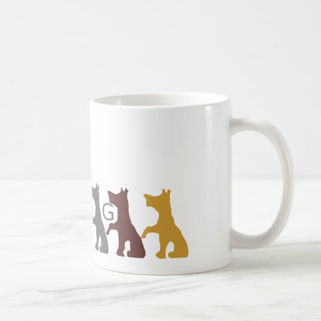 Taza De Café Gracioso lindo seis perros gris amarillo marrón (Derecha)