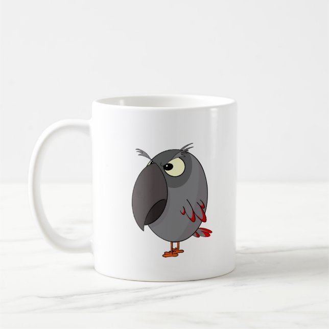 Taza De Café Gracioso loro gris africano enojado (Izquierda)
