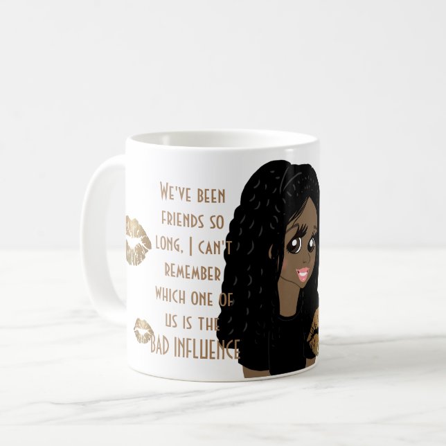 Taza De Café Gracioso mejor amigo MALA INFLUENCIA Caricatura Ne (Anverso izquierdo)