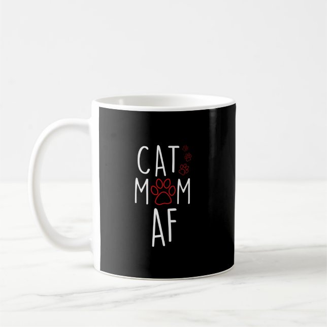 Taza De Café Gracioso meme de la dama del gato (Izquierda)