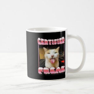 Taza De Café Gracioso meme gato - Meme de gato Freak Funny cert
