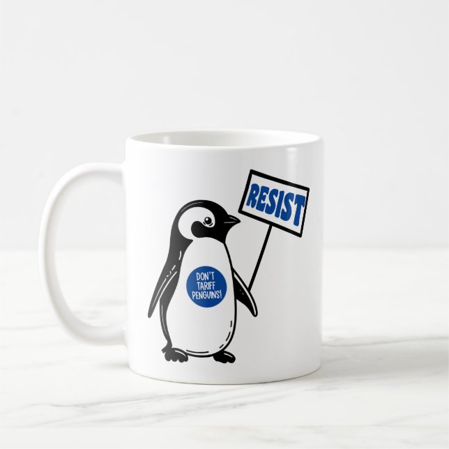 Taza De Café Gracioso meme político Penguin Tariff (Izquierda)