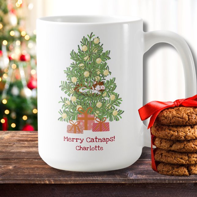 Taza De Café ¡Gracioso Merry Catnaps! Festividades de Cat Lover (Subido por el creador)