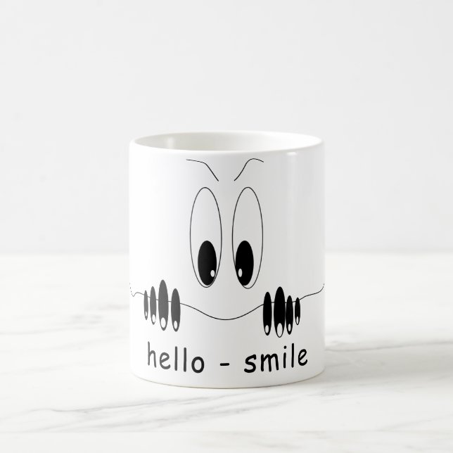 Taza De Café Gracioso Mug con ojos curiosos - Sonrisa (Centro)