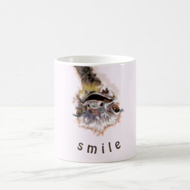 Taza De Café Gracioso Mug Feliz Ostrich juguetón - Sonrisa (Centro)