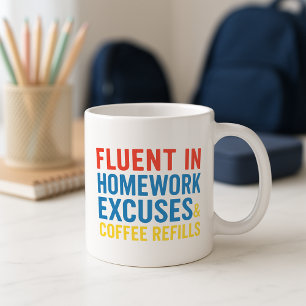 Taza De Café Gracioso Mug Padres; Excusas y rellenos Domésticos