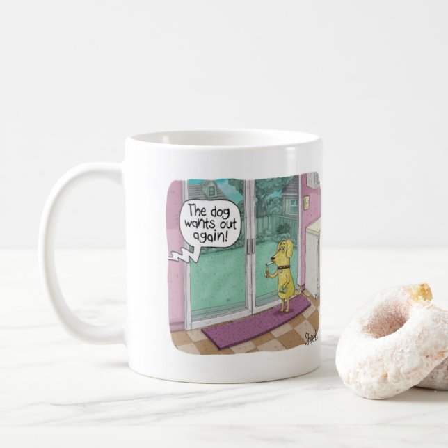 Taza De Café Gracioso Mug para los amantes del perro. (Con donut)