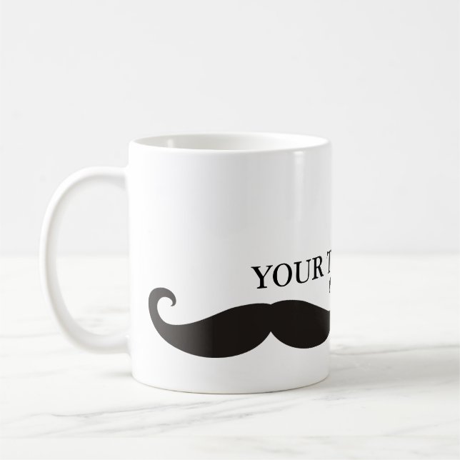 Taza De Café Gracioso Mustache / Schnobart + su texto (Izquierda)
