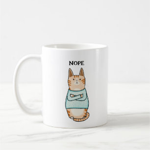 Taza De Café Gracioso Naranja sarcástico Cat Nope