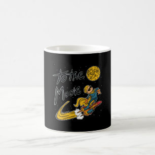 Taza De Café Gracioso niño navegando en el espacio hasta la lu