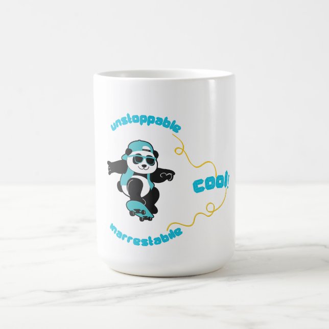 Taza De Café Gracioso Panda con gafas de sol y gorra (Centro)