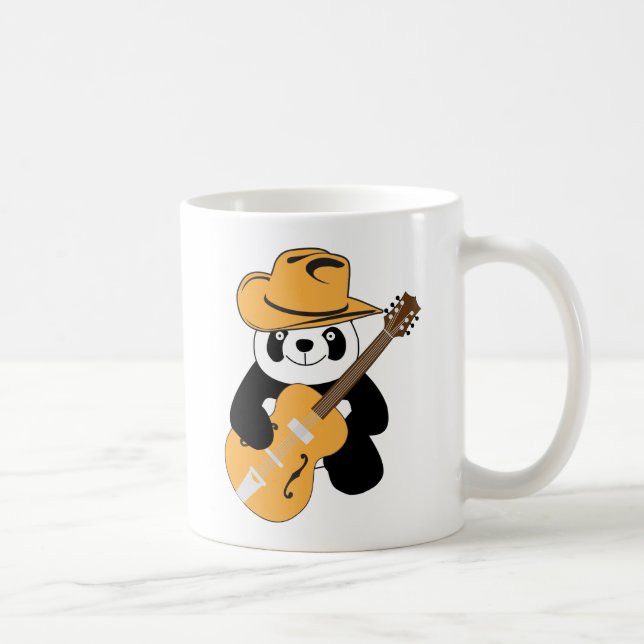 Taza De Café Gracioso panda con guitarra (Derecha)