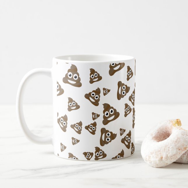Taza De Café Gracioso patrón de Emoji de popa (Con donut)
