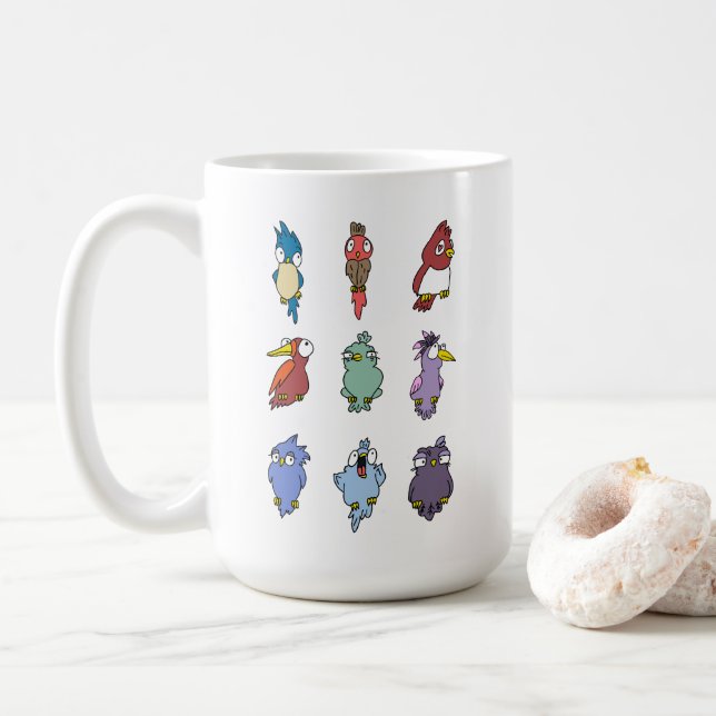 Taza De Café Gracioso patrón de pájaro Personalizado (Con donut)