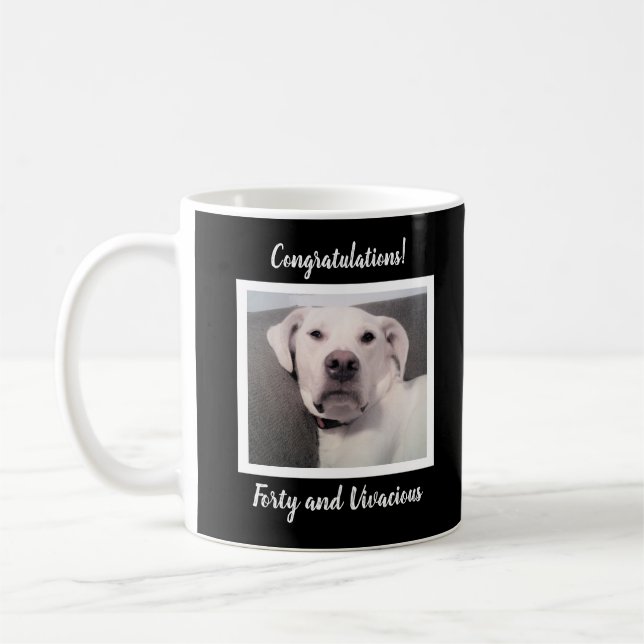 Taza De Café Gracioso perro blanco malhumorado 40 cumpleaños ne (Izquierda)