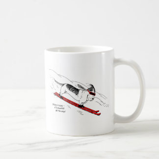 Taza De Café Gracioso Perro de Esquí Abajo