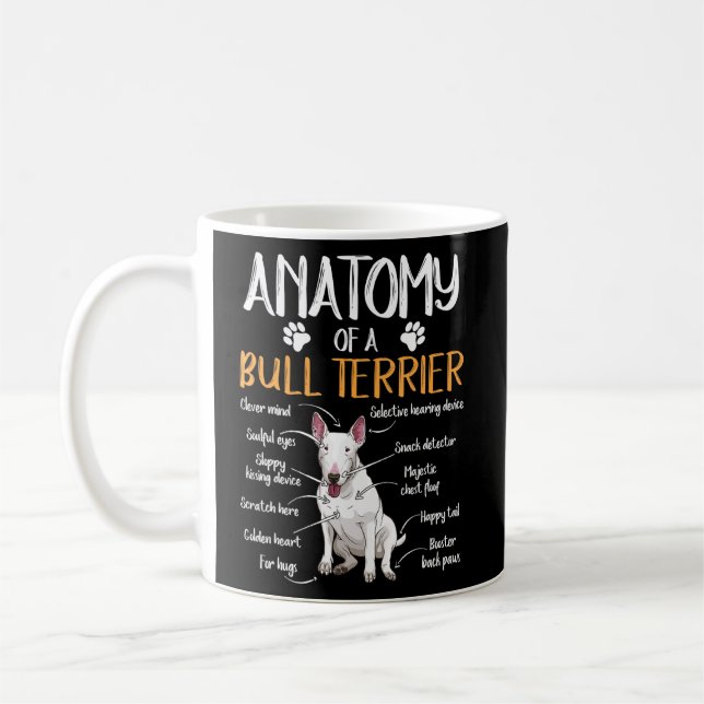 Taza De Café Gracioso perro del toro de la anatomía (Izquierda)
