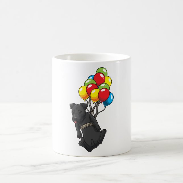 Taza De Café Gracioso Perro Terrier Patterdale Con Globos (Centro)