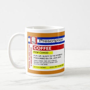 Taza De Café Gracioso Personalizado con receta médica personali