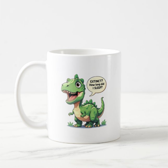 Taza De Café Gracioso Personalizado de Dinosaurios Sleepy Texto (Izquierda)