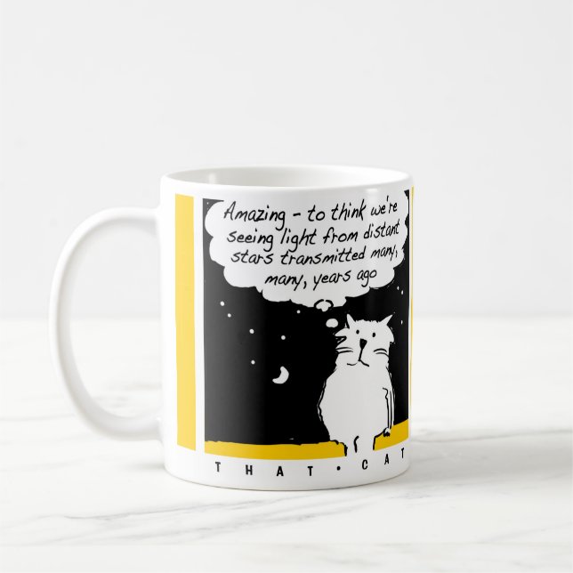 Taza De Café Gracioso personalizado de gato mirando las estrell (Izquierda)