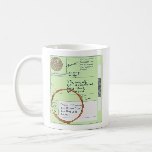 Taza De Café Gracioso Personalizado ÚNICO UK TEA Avers Prescrip (Izquierda)