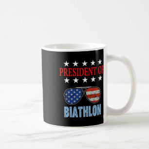 Taza De Café Gracioso Presidente De La Frase De Biatlón. Inicio