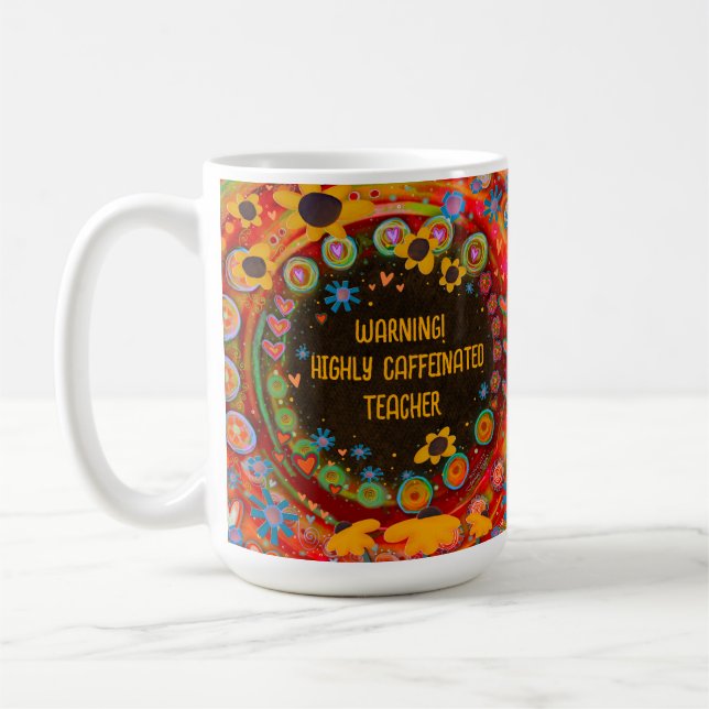 Taza De Café Gracioso profesor cafeinado inicial personalizado (Izquierda)