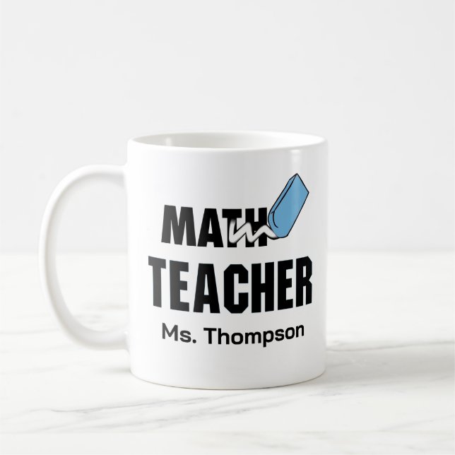 Taza De Café Gracioso profesor de matemáticas con borrador azul (Izquierda)