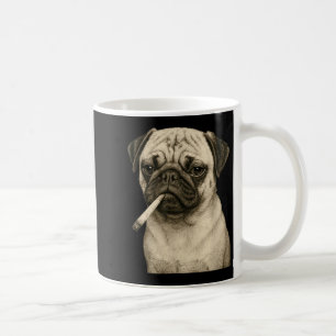 Taza De Café Gracioso Pug Fumando Cigarrillo Gráfico Meme Gen Z