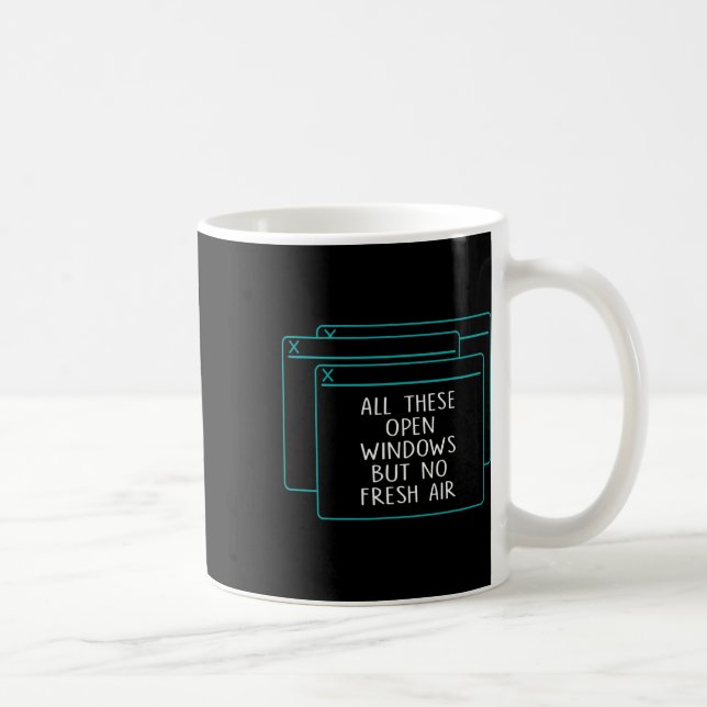 Taza De Café Gracioso Que Codifica Todas Estas Ventanas Abierta (Derecha)