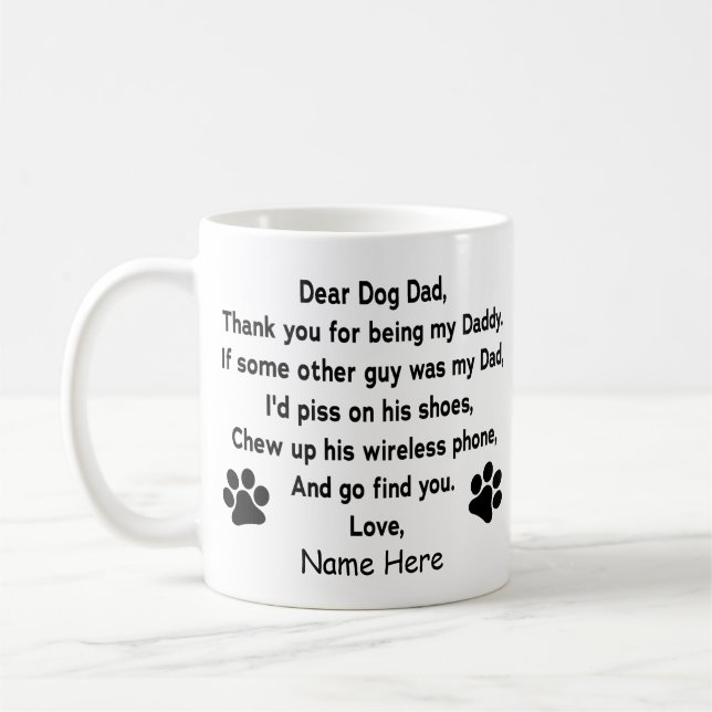 Taza De Café Gracioso querido perro con nombre personalizado Co (Izquierda)