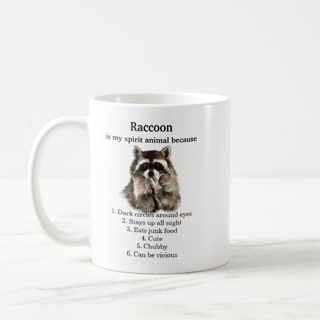 Taza De Café Gracioso Raccoon Spirit Animal Humor (Izquierda)
