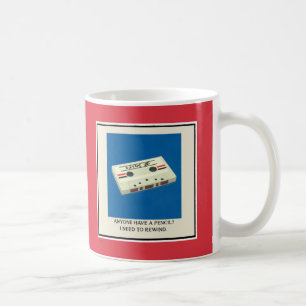 Taza De Café Gracioso rebobinado de cinta retro con lápiz pop