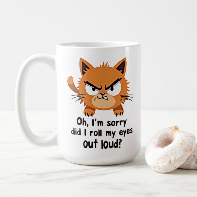 Taza De Café Gracioso regalo de Gato Enamorado Sarcástico Antis (Con donut)