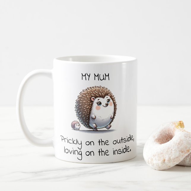 Taza De Café Gracioso regalo del Día de la Madre de Hedgehog Pu (Con donut)