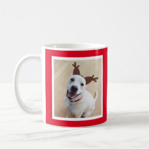 Taza De Café Gracioso reno cachorro Perro Navidades Rojos
