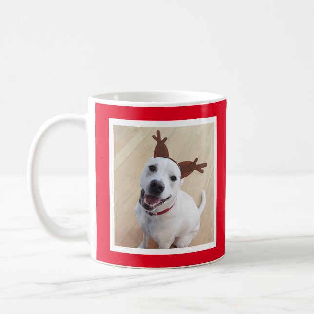 Taza De Café Gracioso reno cachorro Perro Navidades Rojos (Izquierda)