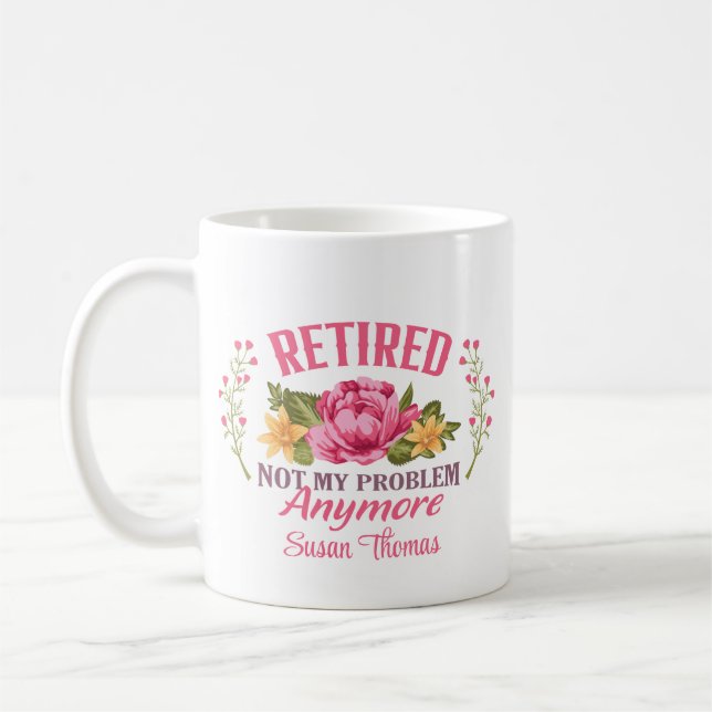 Taza De Café Gracioso retiro floral rosa personalizado (Izquierda)