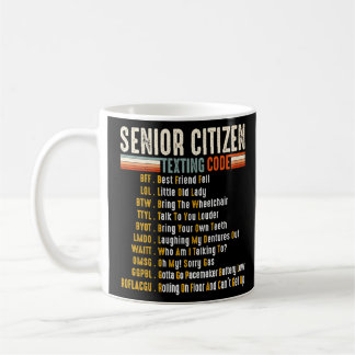 Taza De Café Gracioso Retro Ciudadano Mayor S Texting Code 4 El