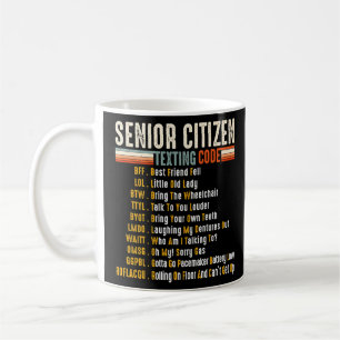 Taza De Café Gracioso Retro Ciudadano Mayor S Texting Code 4 El