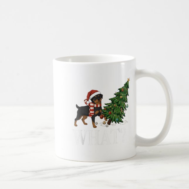 Taza De Café Gracioso rotáiler de Navidad apaleando árbol de Na (Derecha)